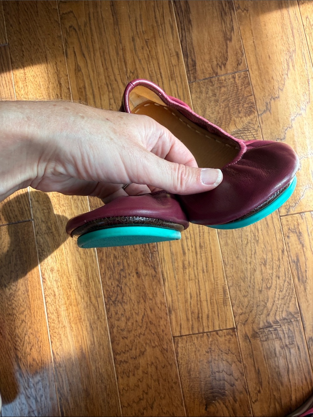 Tieks Burgundy Leather Ballet Flat - Picture 3 of 6
